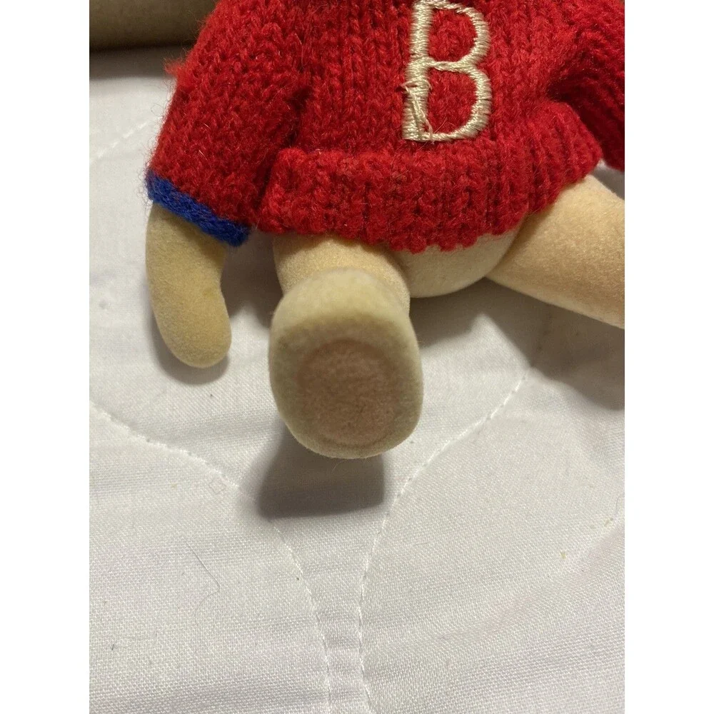 Gund Miniature Jointed Winter Teddy Bear “B” Red Sweater Vintage HTF